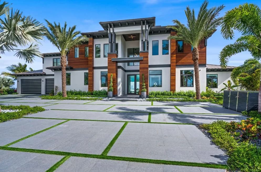 Ancient Grey porcelain pavers installed on a Florida pool deck by EC Paver Solutions