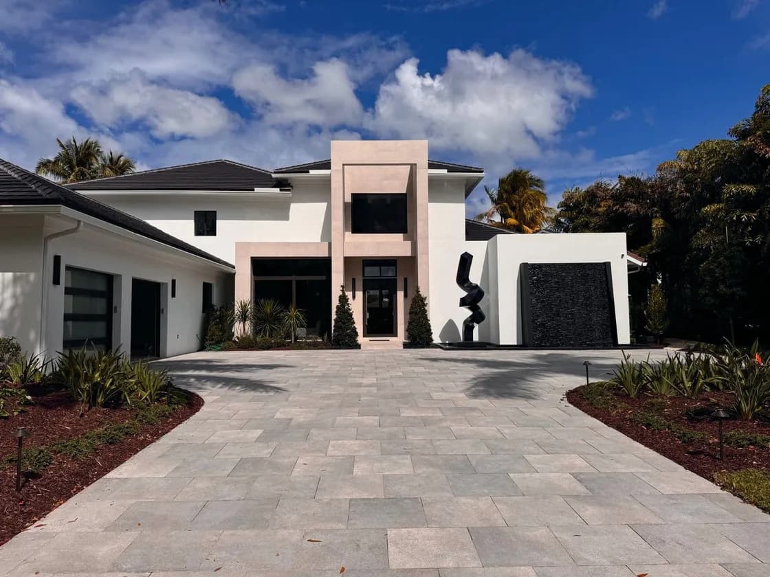Antico Grigio porcelain pavers installed on a Florida pool deck by EC Paver Solutions