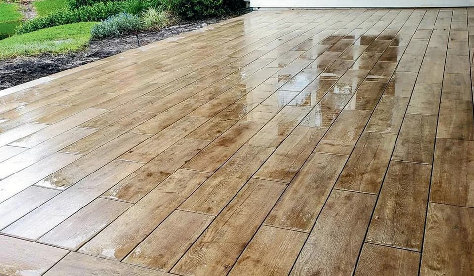 Cadore Rovere & Frassino porcelain pavers installed on a Florida outdoor living space by EC Paver Solutions