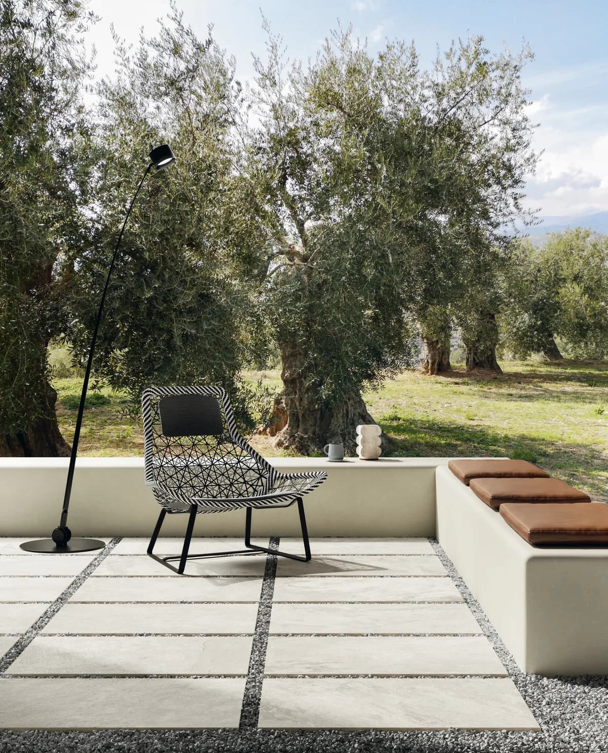 Lucerna Bianco porcelain pavers installed on a Florida outdoor living space by EC Paver Solutions