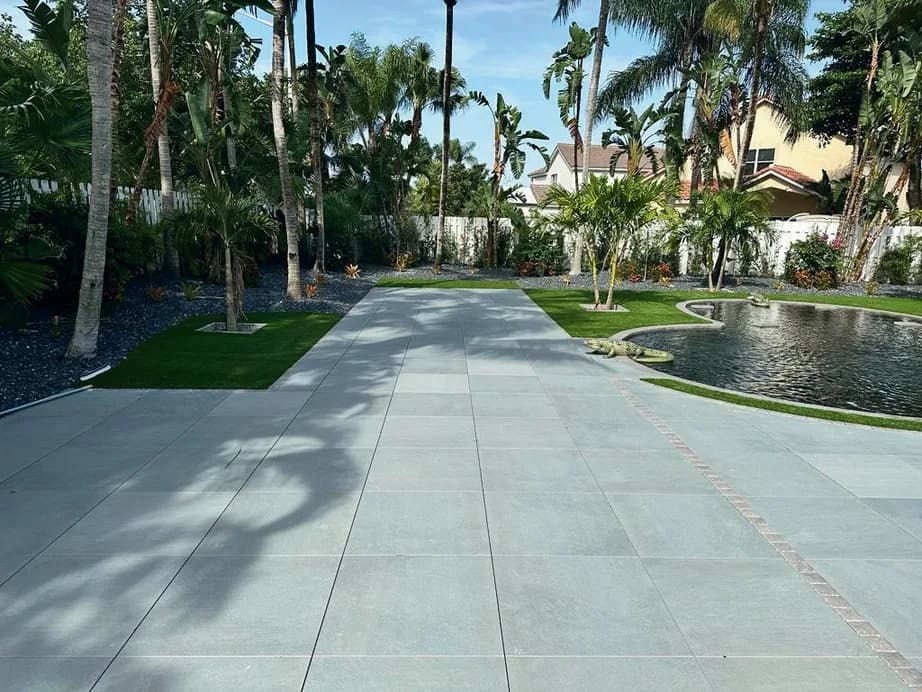 Pietra Blu porcelain pavers installed on a Florida pool deck by EC Paver Solutions