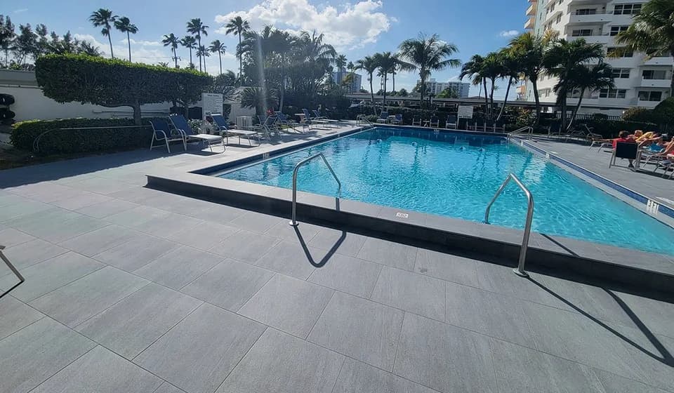 Pietra Di Vals porcelain pavers installed on a Florida pool deck by EC Paver Solutions