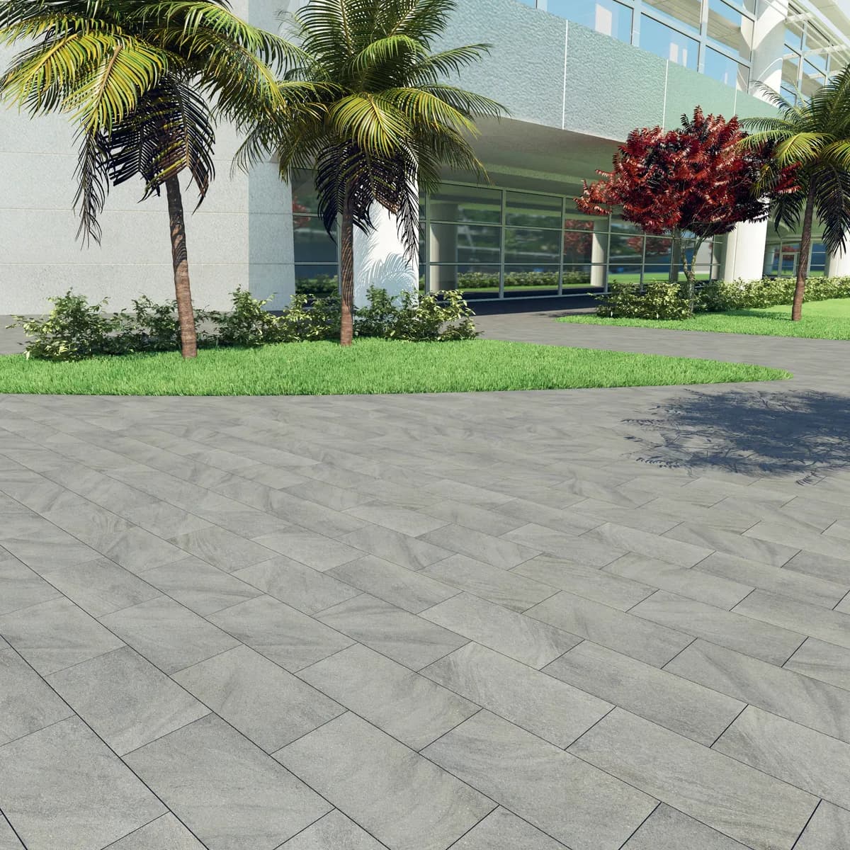 Pietra Lavica Grey porcelain pavers installed on a Florida pool deck by EC Paver Solutions