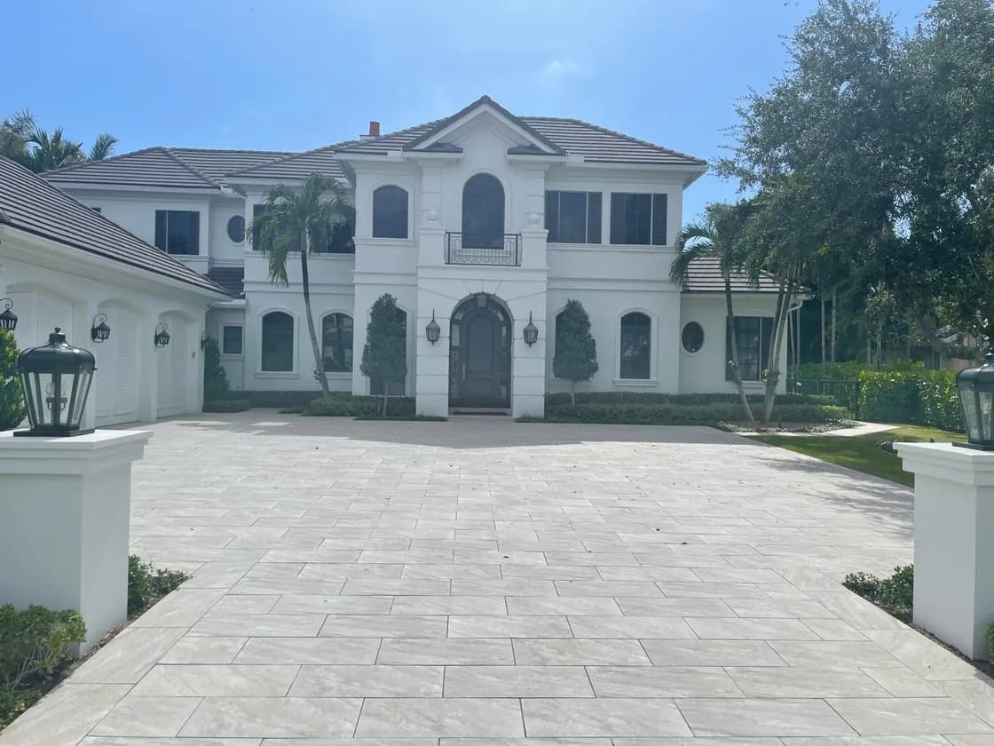 Sierra Sand porcelain pavers installed on a Florida pool deck by EC Paver Solutions