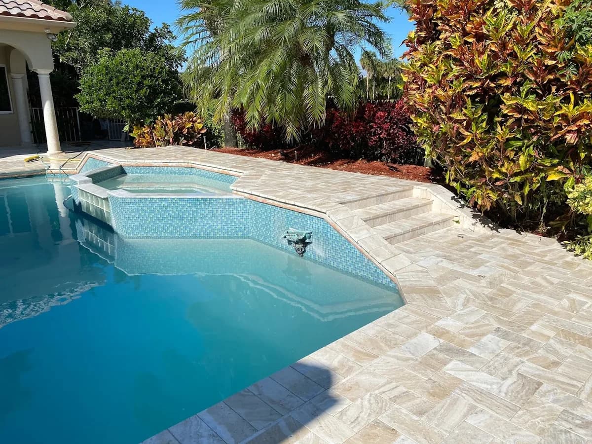 3CM travertine paver driveway installation Florida